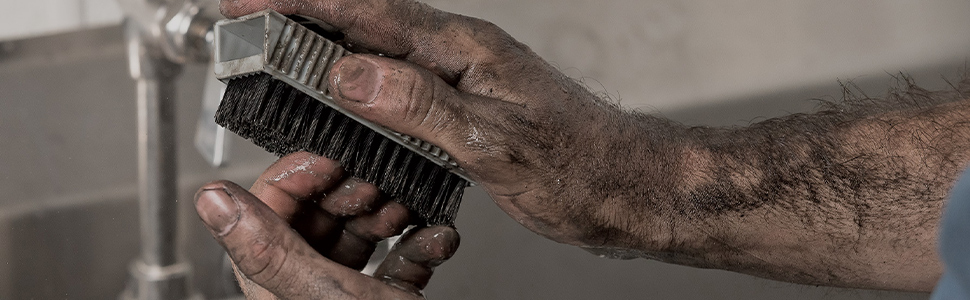 fingernail scrub brush for men and mechanics industrial stiff bristle grease grime dirt suction cup