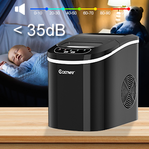 COSTWAY Machine à Glaçons Machine Pour Glace Réservoir 2,2L,12kg/24H 9 Glaçons Par 6-13Min, Pour Maison,Bureau,Café Noir 12 moin de bruit