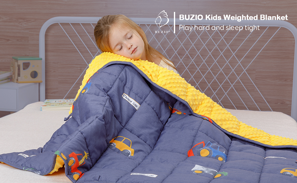 Buzio Weighted Blanket 5 lbs for Kids, Ultra Cozy Minky Dotted and