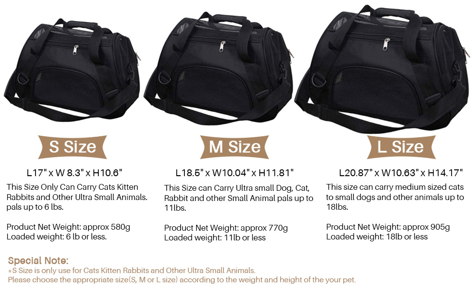 EVELTEK Soft Sided Pet Carrier Travel Bag for Ultra Small Dogs, Medium