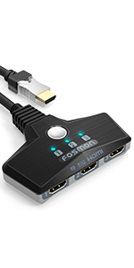 Fosmon HD8138 3-Port HDMI Switch + Wall Mount [Supports 4K, Full HD1080p, 3D]