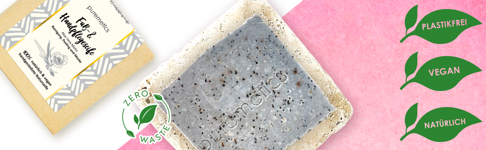 Puremetics, zéro déchet, sans plastique, sans microplastique, savon naturel, savon pour les pieds, anti-callosités.