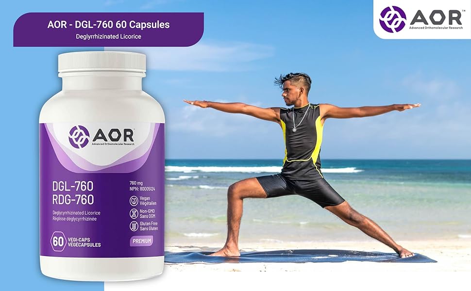 AOR DGL760 760mg, 60 Capsules DGL Deglycyrrhizinated Licorice for
