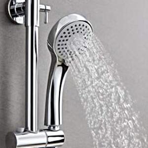 Woohse Ensemble De Douche Rond Colonne De Douche Hauteur Réglable Avec Pomme De Douche Effet Pluie Et Douche à Main Pr Salle De Bain