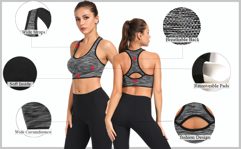 TOBWIZU Sports Bras for Women,Removable Padded Bras Seamless for Yoga Gym Fitness Activewear Workout Bra 12 3