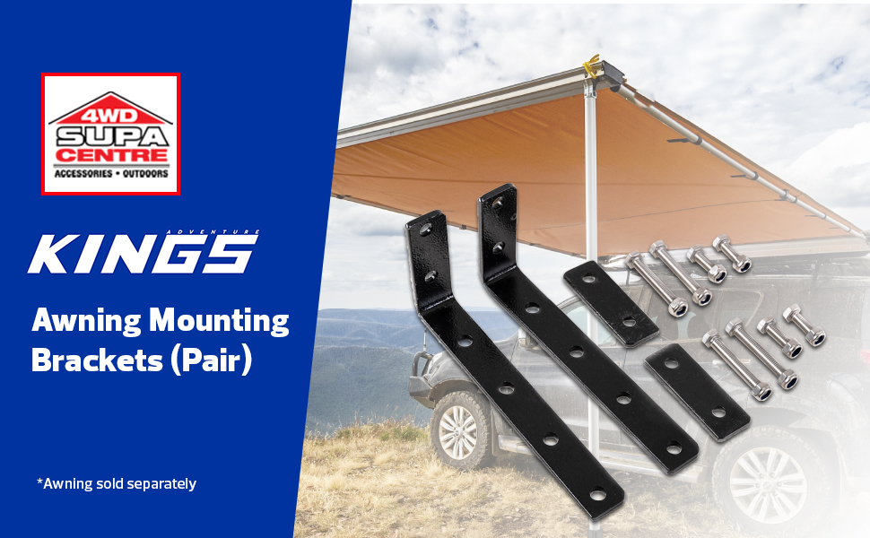 Adventure Kings Awning Mounting Brackets (Pair) Heavy Duty powdercoated Steel