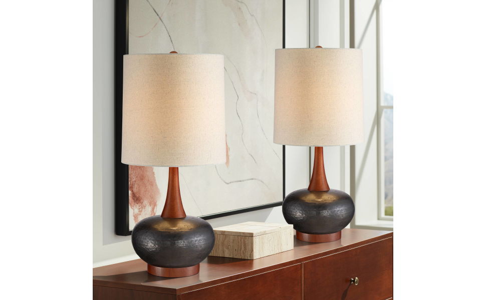 360 Lighting Andi Mid Century Modern Table Lamps 24 1/2" Tall Set of 2