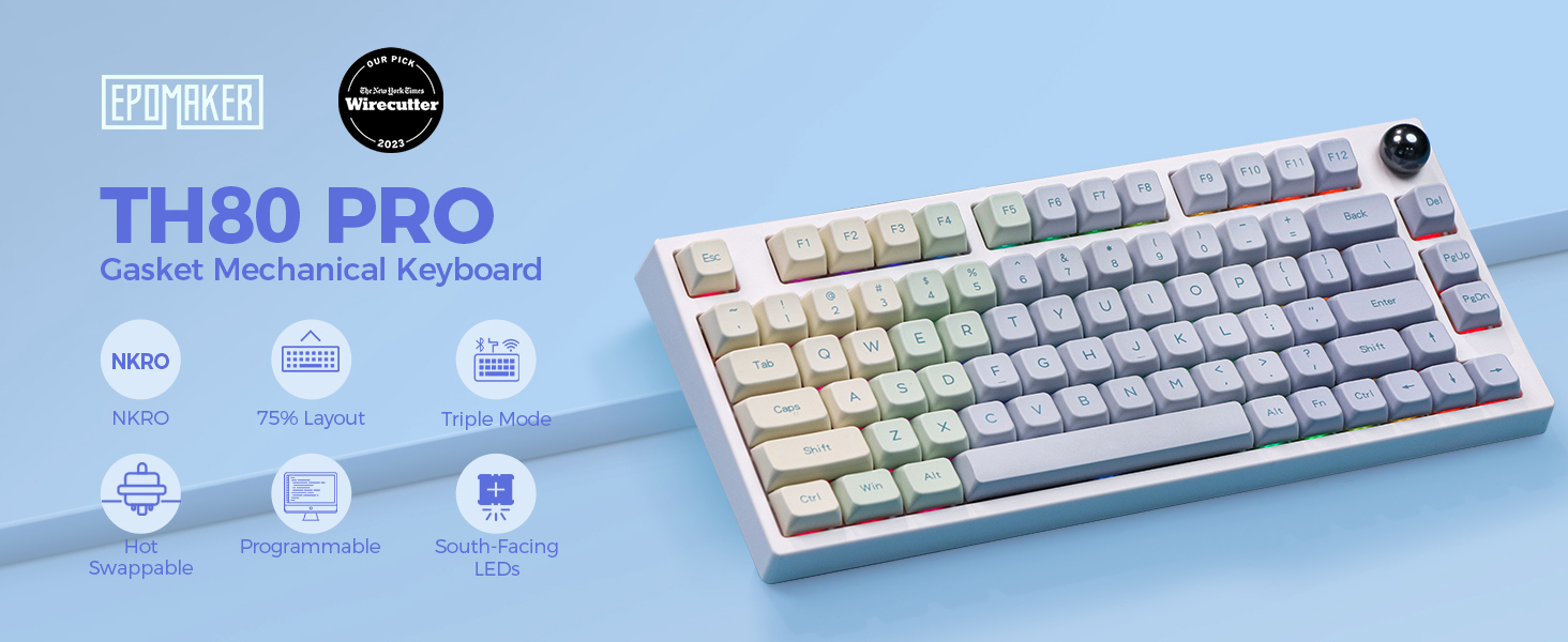 Epomaker TH80 Pro モネ Yellow軸【75%】 EPOMAKER TH80 Pro 75% Hot Swap RGB 2.4Ghz/Bluetooth 5.0
