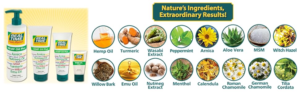 real time pain relief hemp oil plus ingredients