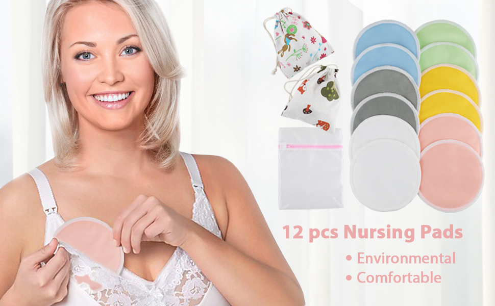 Lictin 12 pcs (6 Paris) Nursing Pads Set Nursing Pads Washable Organic