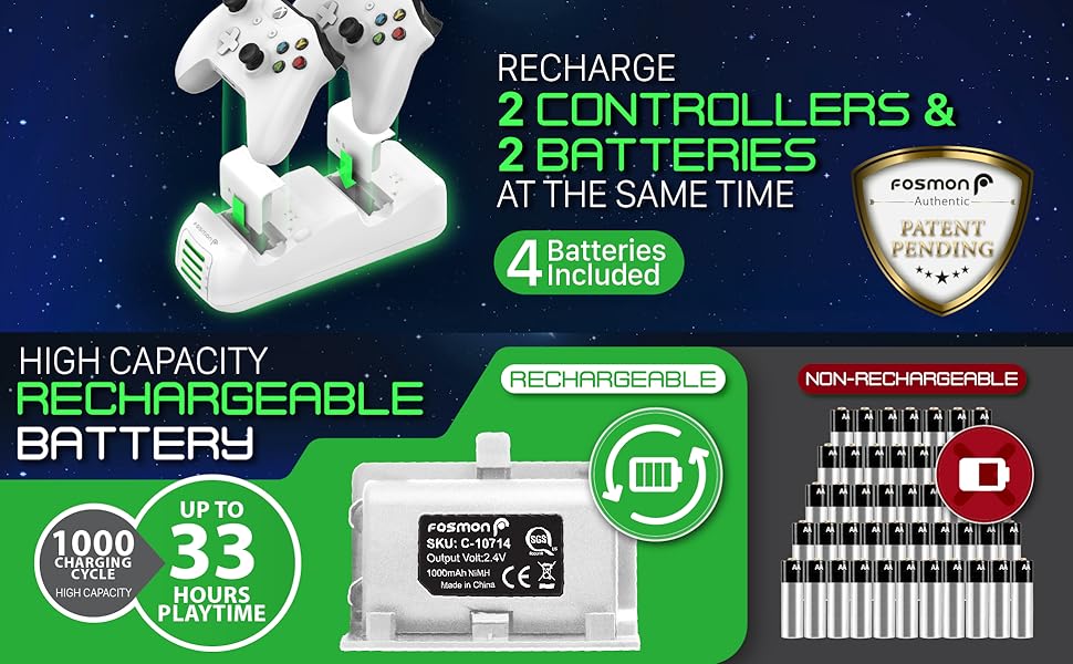 Fosmon Quad PRO Xbox One Controller Charger