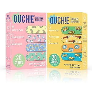 Ouchie Printed Bandages Bandaids kids fun stickers band-aid boy girl adhesive waterproof