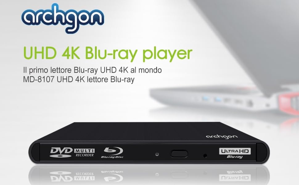 Archgon Style UHD Esterno Lettore 4KUltra HD Blue BD Player