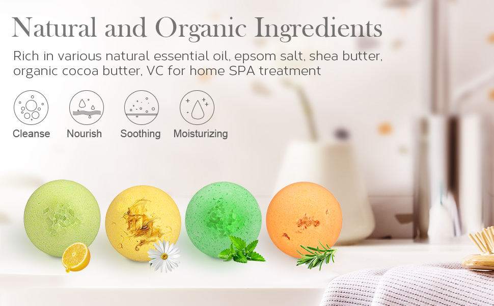 8 superior quality handmade bath bombs use pure natural pigments, free of harsh chemicals