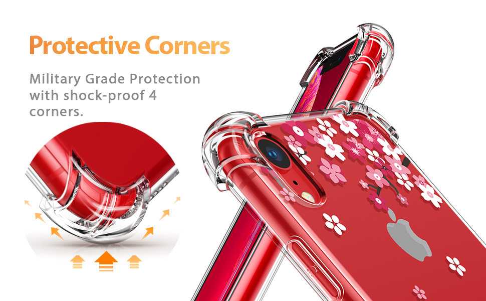 GVIEWIN Compatible with iPhone XR Cases, Clear Flower