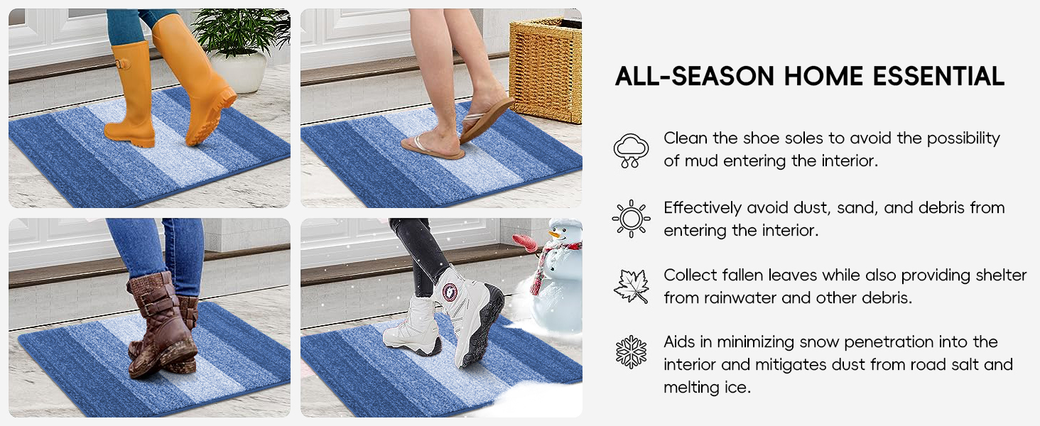Grandaily Indoor Doormat, 32" x 40" NonSlip Mud Trapper Absorbent