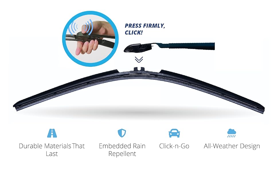 AutoTex Black Carbon Wiper Blades for Jeep Wrangler AllWeather