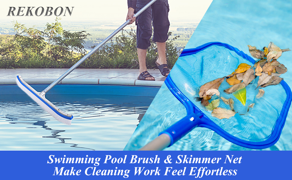 Swimming Pool Brush with Pool Skimmer Net Kit,17.5