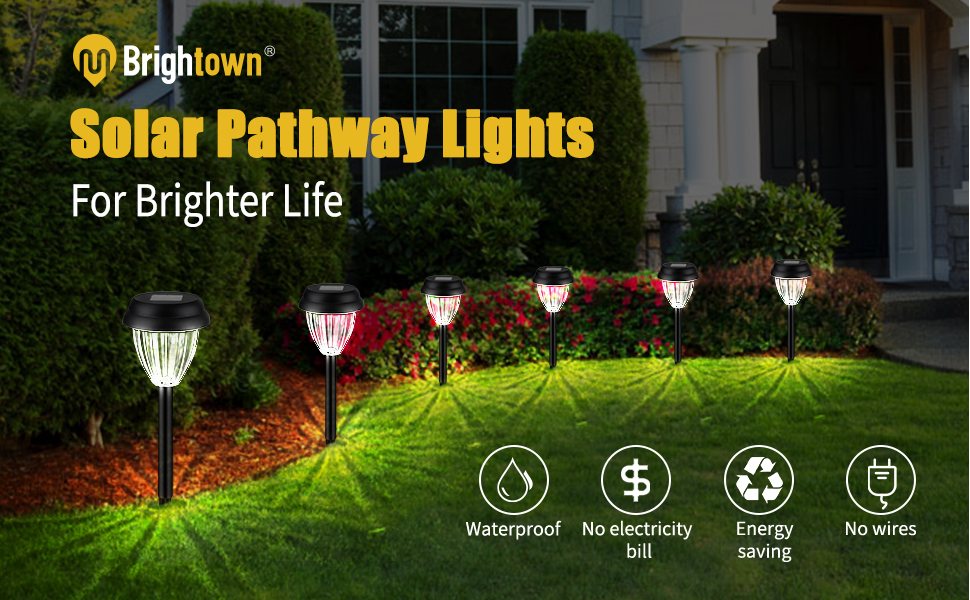 Brightown Solar Pathway Lights 6 PCs, LED Solar Powered