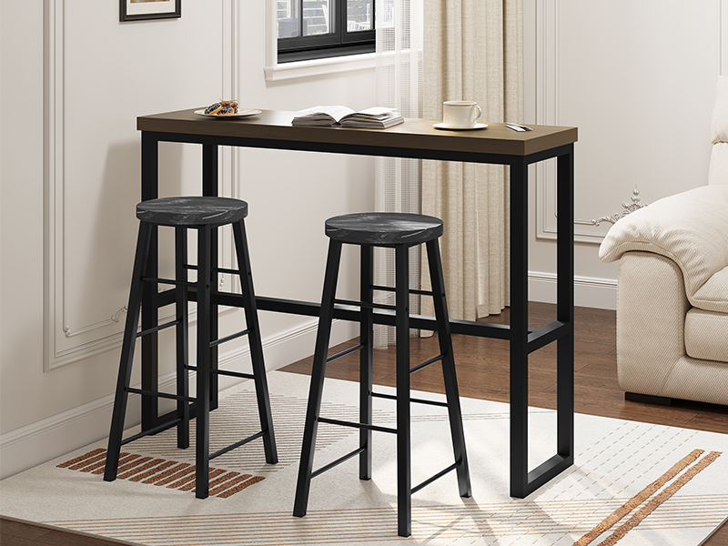 Lestarain Bar Stools Set of 2 Solid Metal Legs Breakfast Kitchen