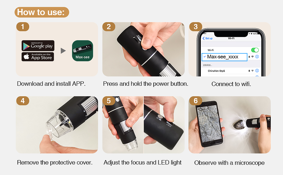 Wireless Digital Microscope, YINAMA 50x to 1000x Wifi Handheld