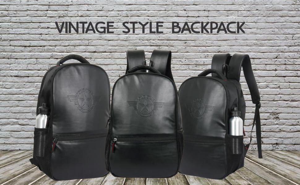 Polestar leather synthetic leather men casual vintage laptop backpack rucksacks schoolbag gifts