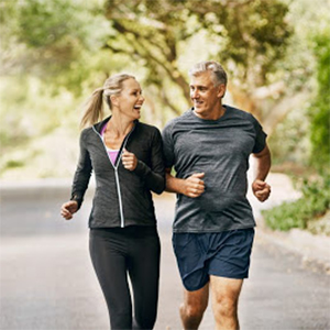 Healthy and fit couple running