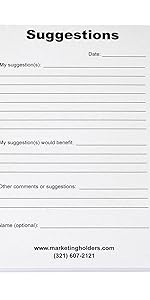 Marketing Holders Suggestion Forms - 25 Forms per Notepad