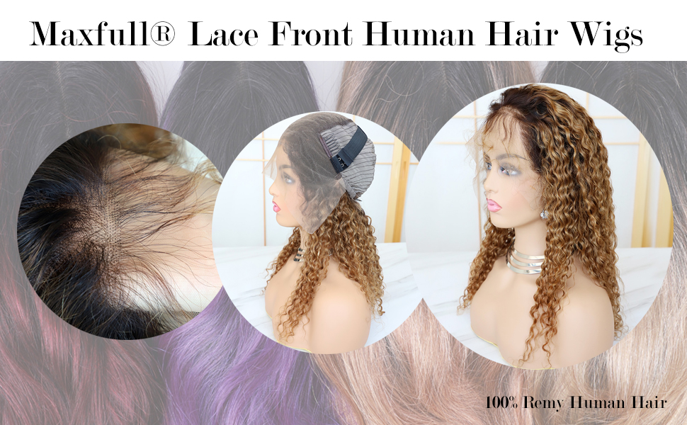 Maxfull 1b/27 Ombre Color Lace Front Wigs Human Hair for
