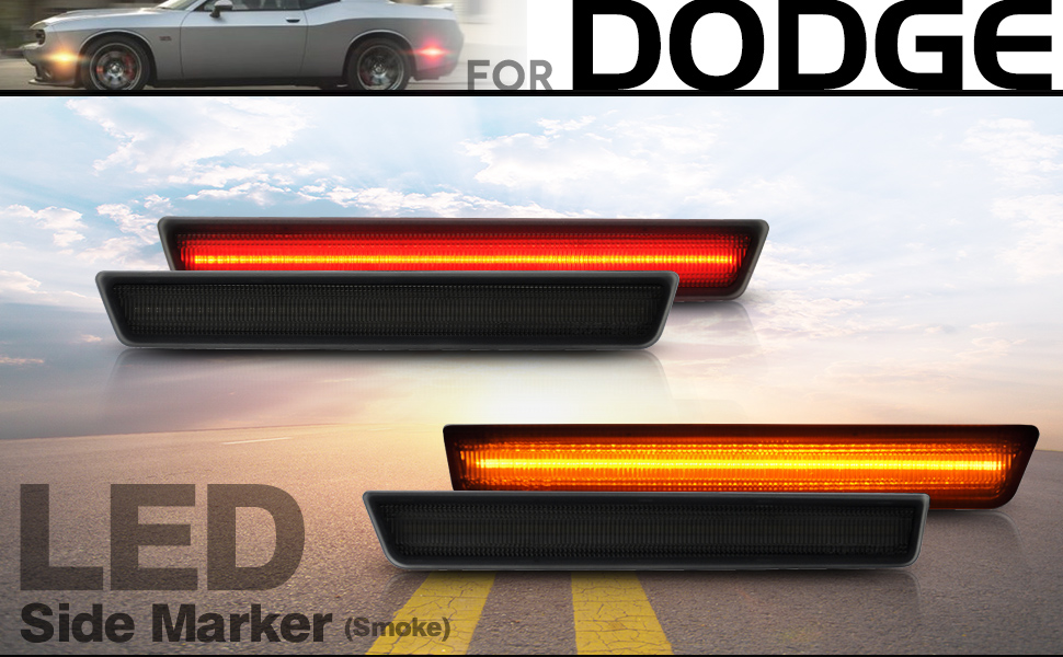 NSLUMO Amber Red LED Side Marker Light for Dodge