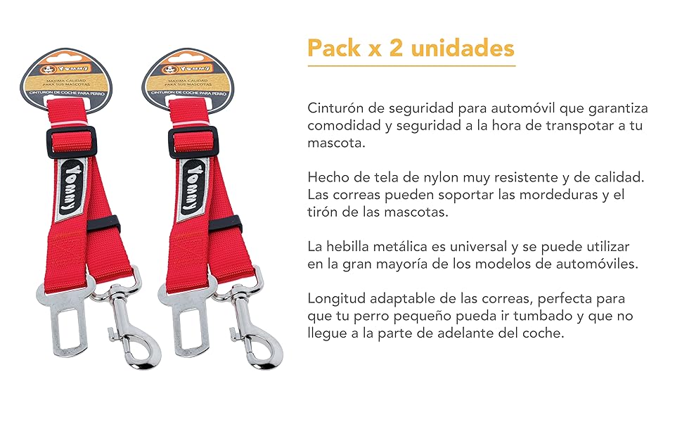 RC ocio Cinturon Perro Coche para Perros medianos y Grandes/Correa con Enganche al cinturón para la sujeción de Mascotas/Correas para los Asientos del ...