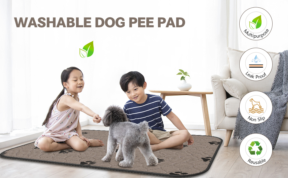 Portin Dogs Pee Pads Pet Puppy Large Training Pads, Washable Reusable