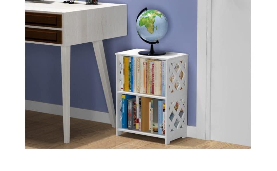 Komost Small Bookcase, White Bookshelf, Bedside End Table, Small Table