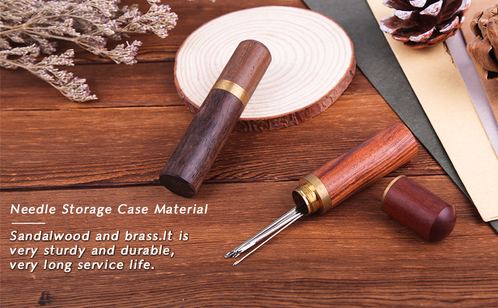Mayboos 2 PCS Wooden Needle Case with Stitching Needles
