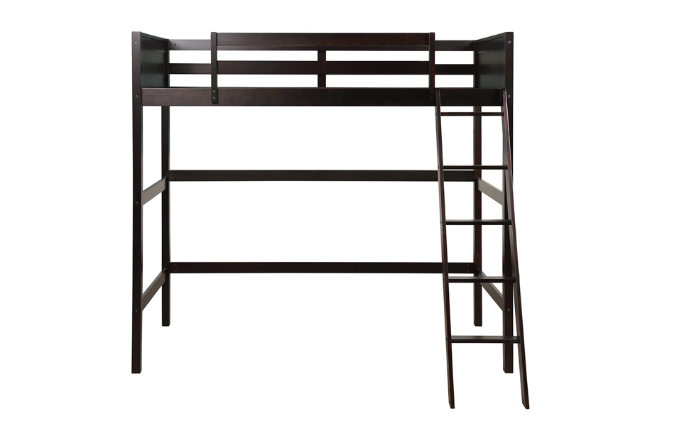 GHEDA Solid Wood Twin Loft Bed Frame, Panel Style Wooden