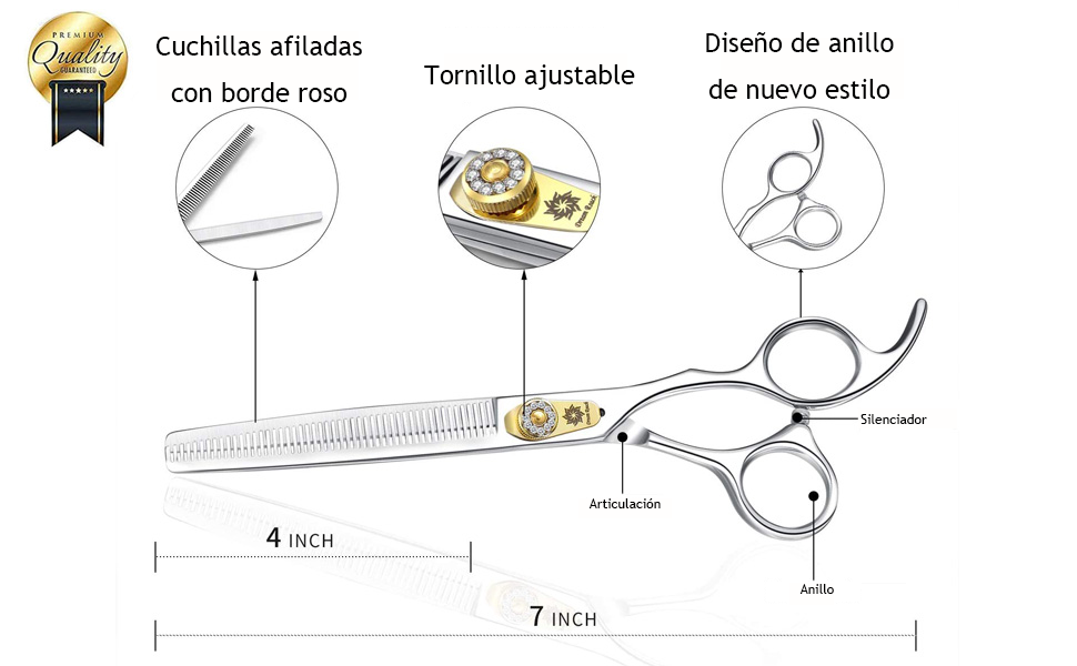 Dream Reach Dog Grooming Scissors - 7" Thinning Scissors, Texturing, Mixing and Layering for Dogs, Cats and Other Pets - Japanese 440C Stainless Steel 25 9