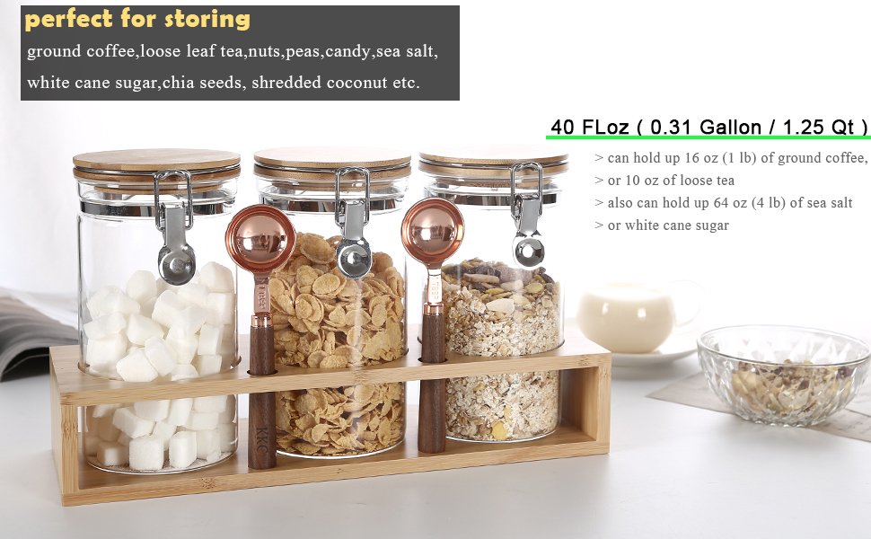 KKC Glass Airtight Coffee Bean Storage Containers for