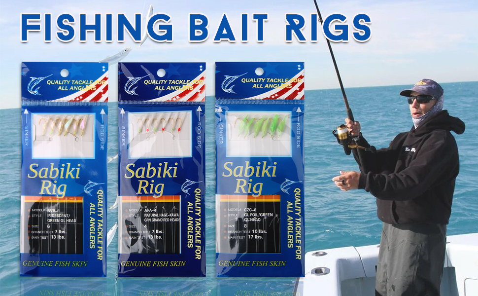 Fishing Rigs, 12Packs Fishing Bait Rigs Saltwater Real Fish Skin