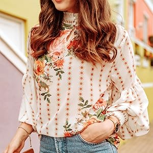 CHICWISH Women's Fancy in Gardens Rose Printed Floral Chiffon Top