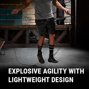Athlete using speed rope with Black pro Boxing shoes