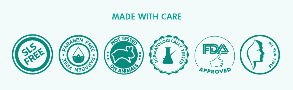 sls free paraben free not tested on animals dermatologically tested fda approved all skin types