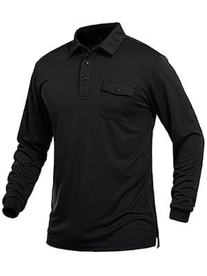 men's outdoor long sleeve polo hiking shirts lightweight pocket workout