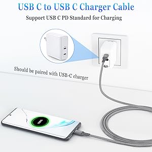 USB C to USBC PD 100W Fast Charging Cord 2-Pack (10ft+15ft)