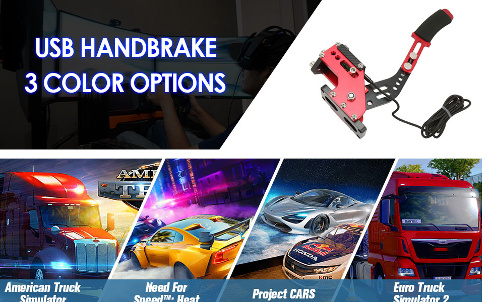 64 Bit USB Progressive Handbrake, 2 in 1 Sim Racing Game Handbrake with