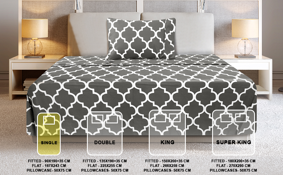 Utopia Bedding 3 Piece Printed Microfiber Bed Sheet Set Flat Sheet
