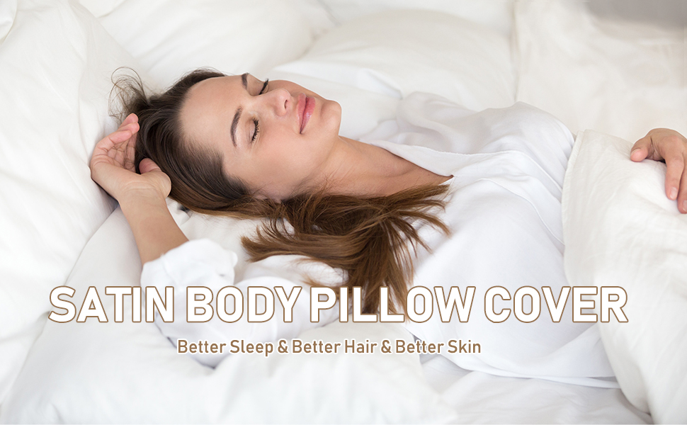 uxcell Satin Body Pillow Case, Snow White Silky Body