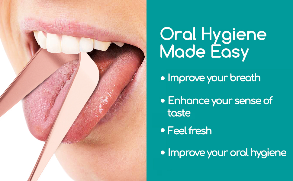 Copper Tongue Scraper Kit with Bag and Cloth Bad Breath Solution for