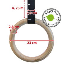 PRO Climbing Gymnastic Rings, Wooden Rings With Climbing Pockets