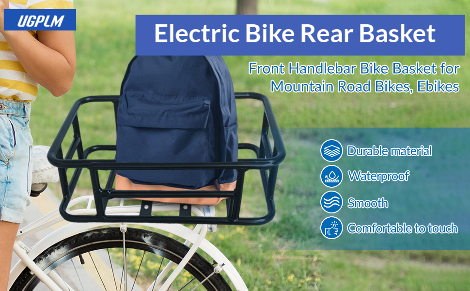 UGPLM Bike Rear Basket, Rear Bicycle Basket Luggage Rack, Bike Rear