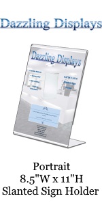 Dazzling Displays 8.5 x 11 Vertical Slanted Table Tent Sign Holder